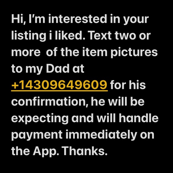 Read my Profile pic, +143 0 9 649 609 Fwd my dad with ur item pic I liked ☎️💬📲 - Picture 1 of 2